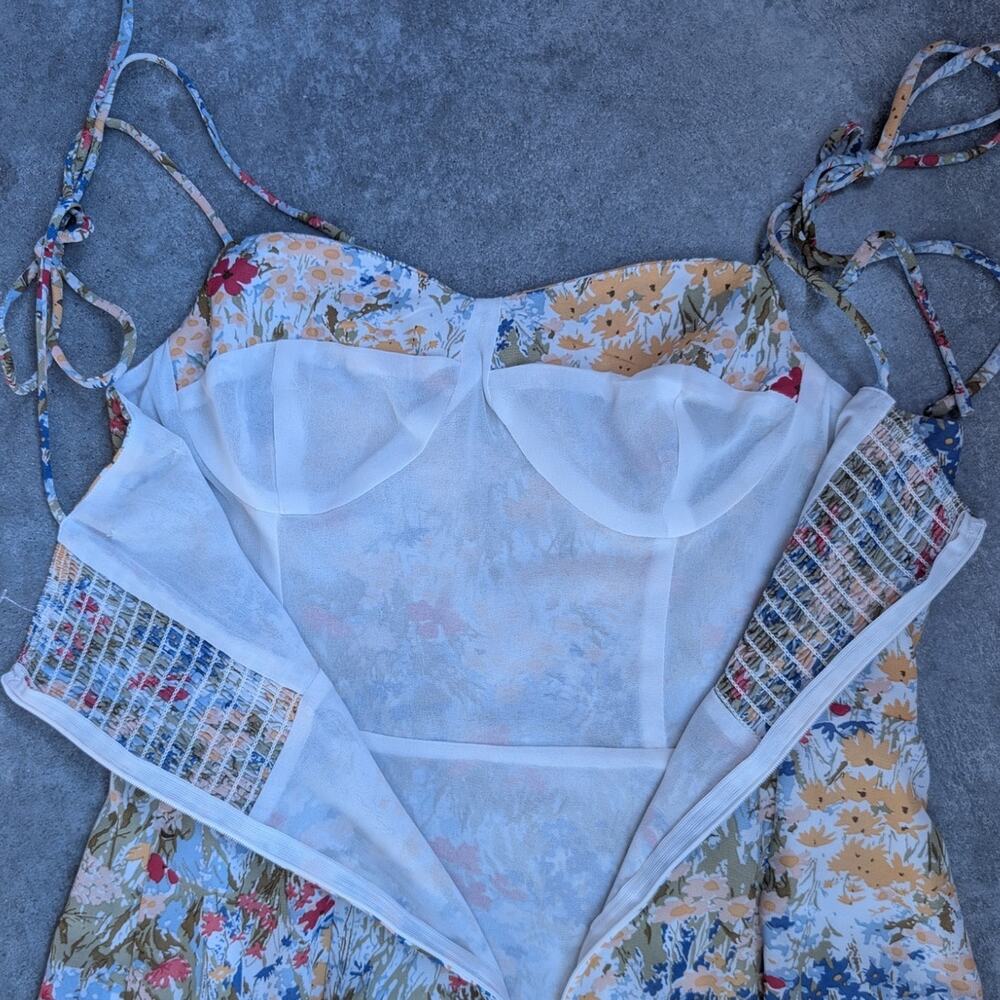 CIDER Ditsy Floral Dress Size Medium Tie Straps Spring Flower Print Flowy Airy - Picture 8 of 11